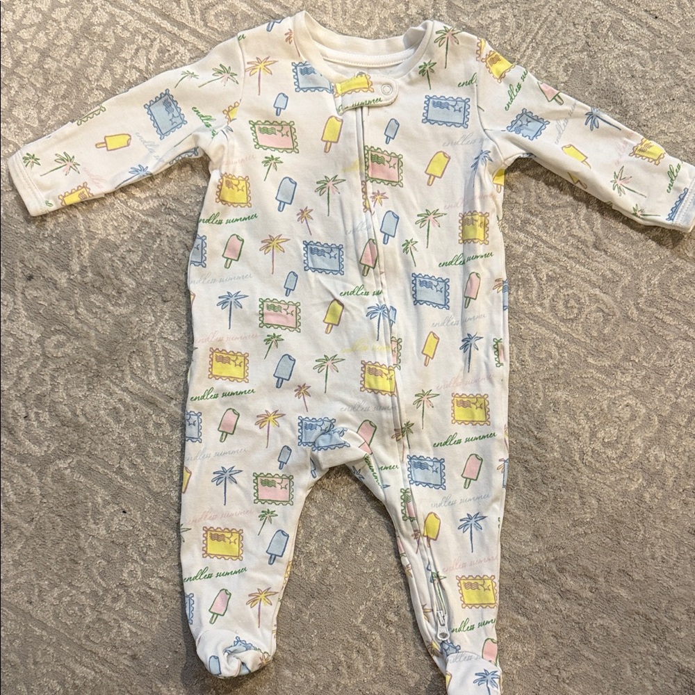 Roller Rabbit White Baby One-Piece with Pastel Popsicle Print